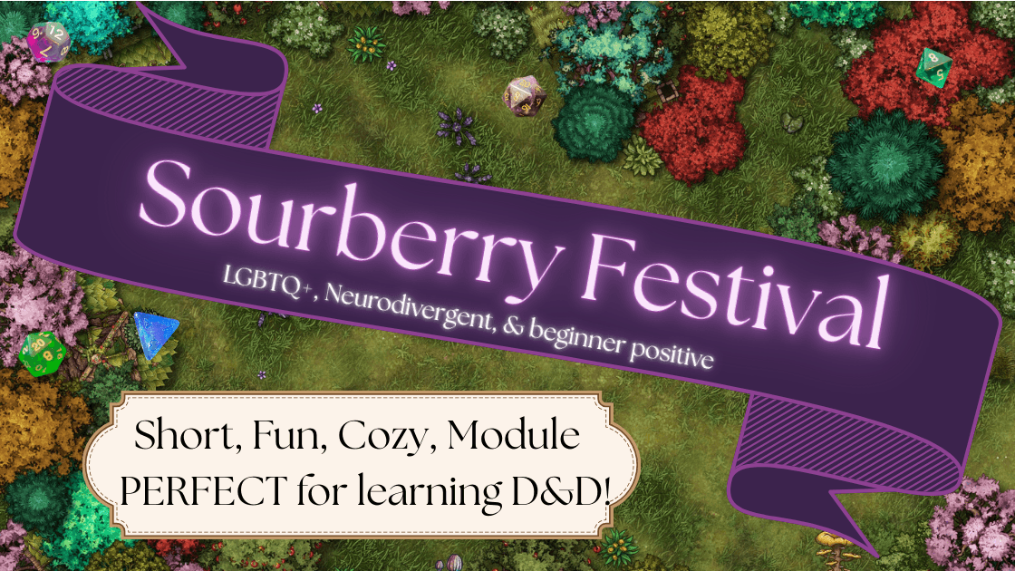 Custom cozy D&D mini campaign, beginner, neurodivergent, 🏳️‍🌈+