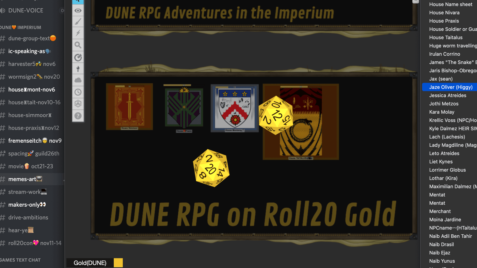 Harvesters of Dune adventure Sunday followed-by freeform DUNE Movie/Game discussion panel