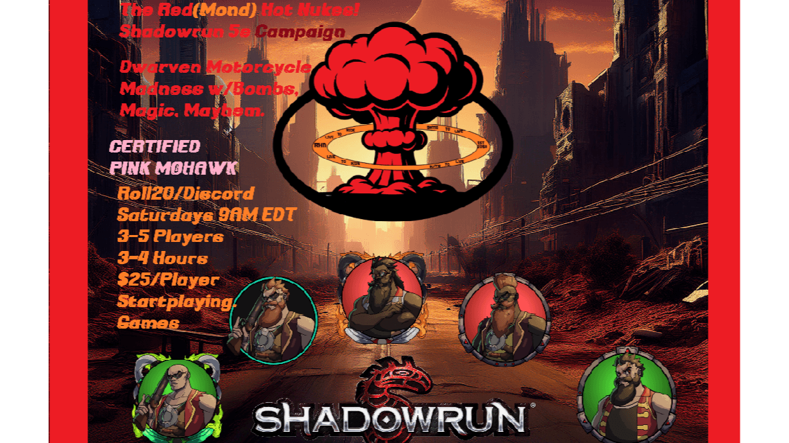 Red(mond) Hot Nukes! Shadowrun 5E Magic Biker Campaign w/ Bombs!