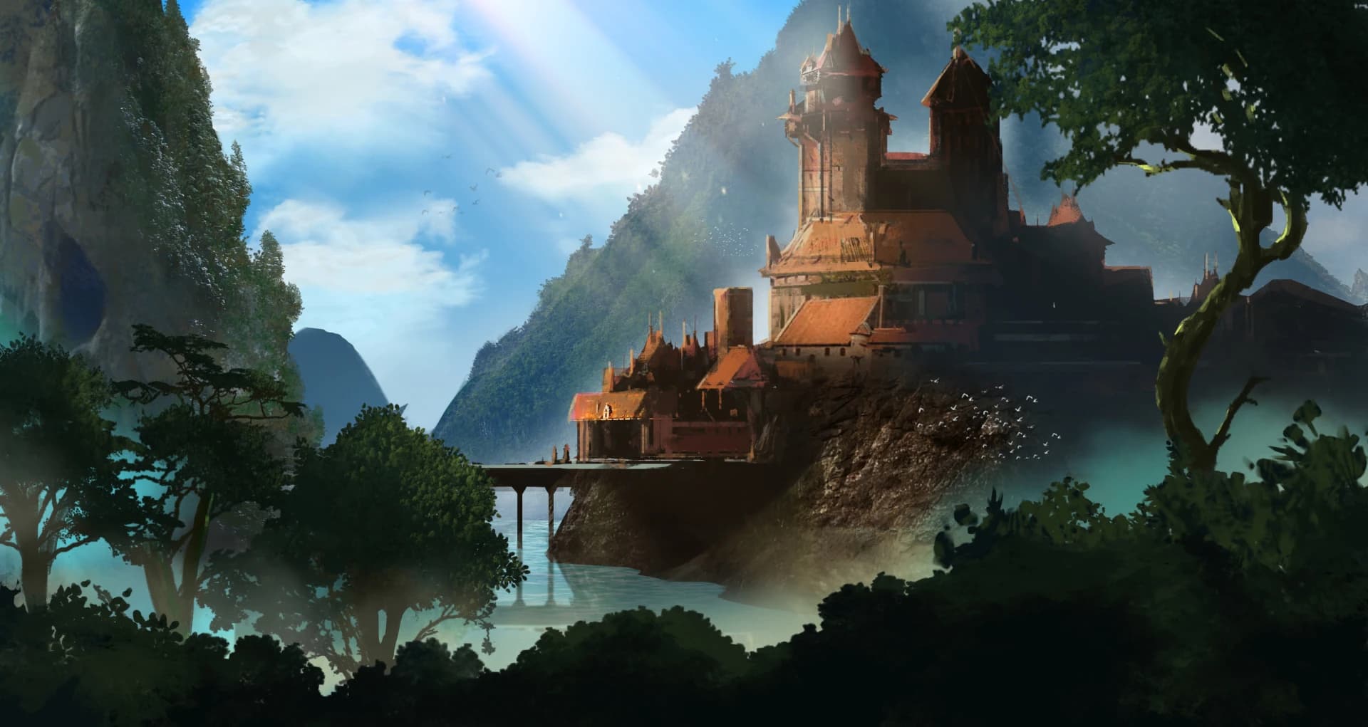 A castle in the middle of the ocean