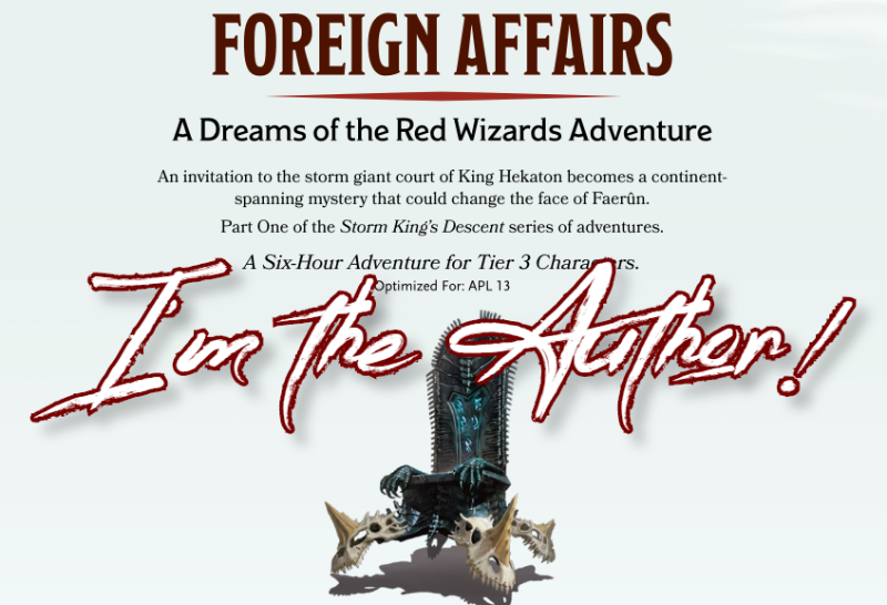 Foreign Affairs (DDAL-DRW4) A Dreams of the Red Wizards Adventure (Homebrew or AL versions available)